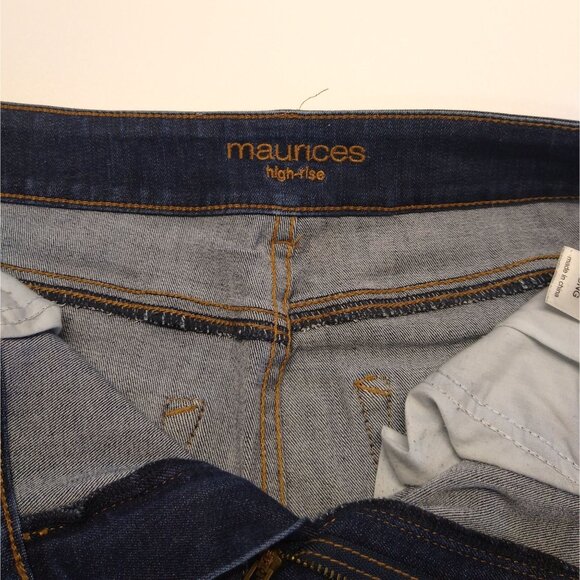 Maurices DenimFlex M Long High Rise Dark Fray Waist Jegging Sandblasted Wash EUC - Picture 5 of 9
